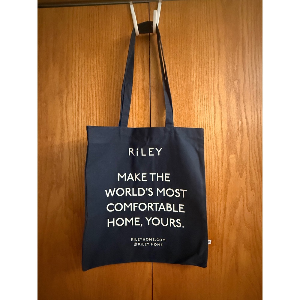 RILEY HOME Navy Blue Canvas Tote Bag Playful Luxury Double Sided Promotional
